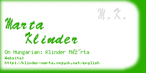 marta klinder business card